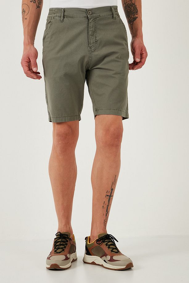 Pamuklu Slim Tapered Bermuda Şort Erkek ŞORT 4503S67SMILANO - 3