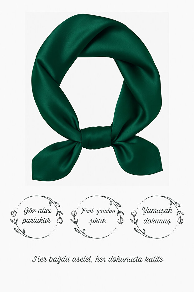 Eșarfă verde din satin - 1