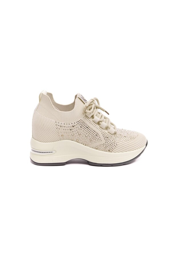 Yüksek Taban Taşlı Kadın Sneaker - 1
