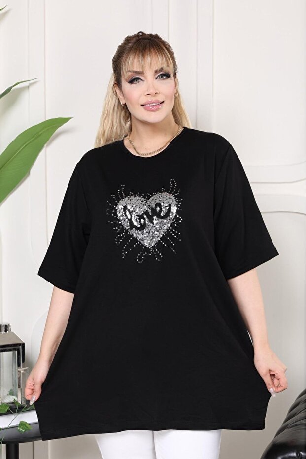 Love payet baskılı bluz - 3