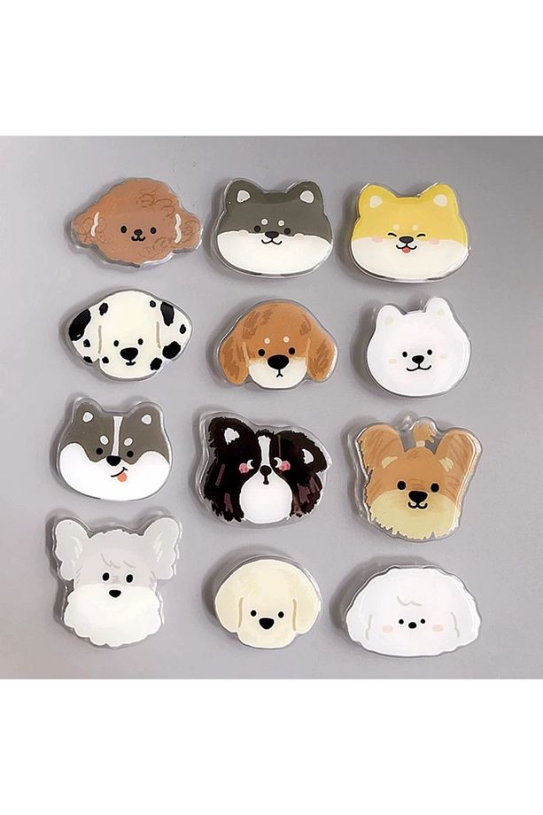 Popsocket Telefon Tutacağı Köpek Desenli Sevimli Yapışkanlı Masaüstü Stand için Tutacak - 7