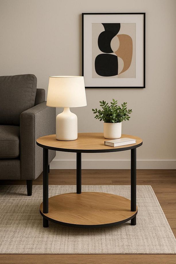 yuvarlak sehpa 48*38 cm özel üretim safir meşe - 4