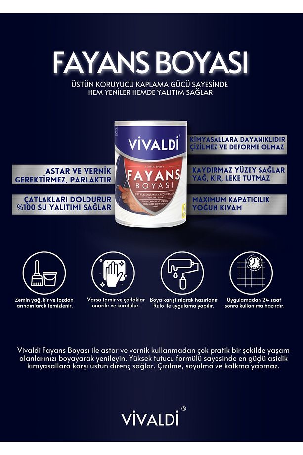 Fayans Boyası Seti Sıvı Cam Ve Uygulama Seti Tezgah,Mermer,Banyo,Mutfak Boyama Seti 1 LT - 5