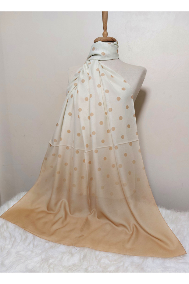 شال شيفون منقوش بنقاط، موديل متدرج - 2