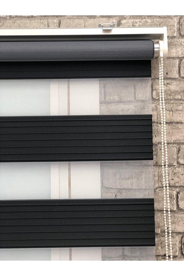 BRİLLANT PLİSELİ ZEBRA PERDE SİYAH ETEKLİ - 1