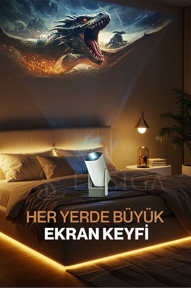 Şarjlı 1080p Max 4k Projektör, 3d Destekli Memc Hdr10 Speaker Hoparlörlü Projektör 200 Ansi Lümen - 8