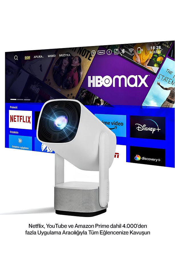 Şarjlı 1080p Max 4k Projektör, 3d Destekli Memc Hdr10 Speaker Hoparlörlü Projektör 200 Ansi Lümen - 3