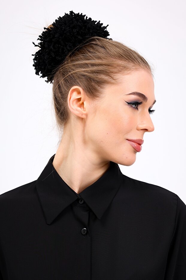 Black Arabian Hair Bun Buckle Drawstring Plump Elastic Hijab Women's Accessory Buckle
