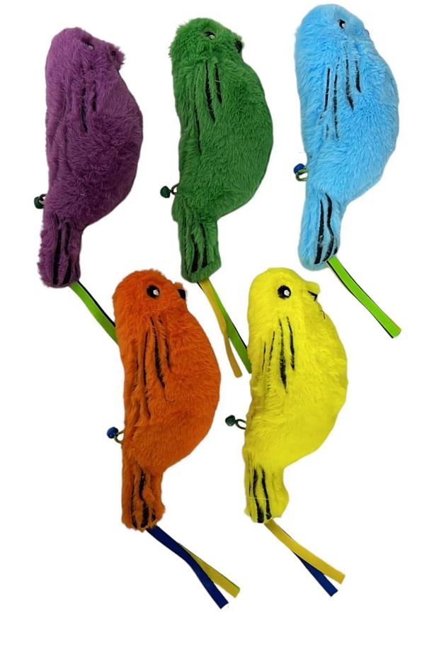 Catnipli Zilli Peluş Kuş Kedi Köpek Oyuncağı Çeşitli Renklerde 8 cm x 30 cm - 2