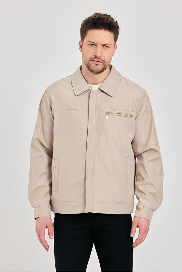 Men's Stone Classic Collar Seasonal Coat & Jacket
