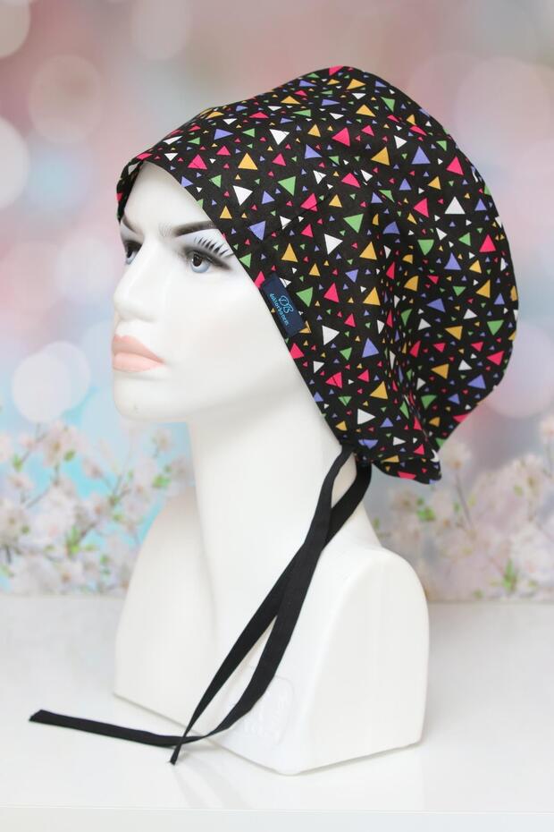 Hijab Size Black Triangle Surgical Bonnet Doctor Nurse Healthcare Hospital Bonnet Wide Cut
