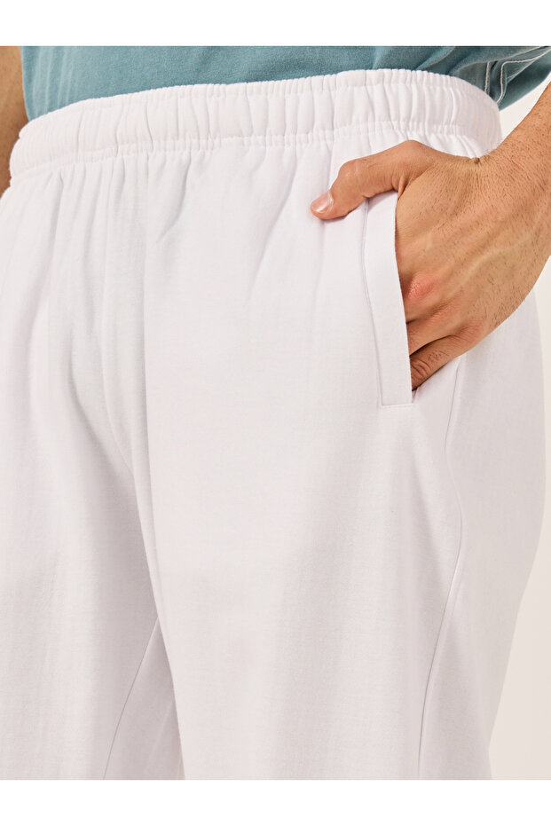 بنطال رياضي رجالي أبيض سادة - 3