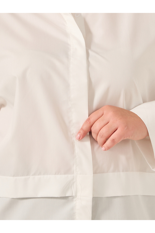 Plus Size Solid Long Sleeves Oversized Shirt - 3