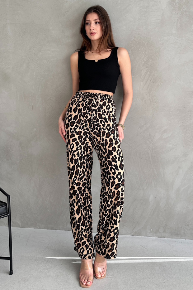 بنطال من القماش المتجعد بنقشة الفهد - 5