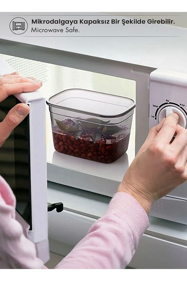 6'lı Etiketli Dikdörtgen Erzak Saklama Kabı Seti 3200ml ve 2000ml Çay Şeker Saklama Kabı - 7