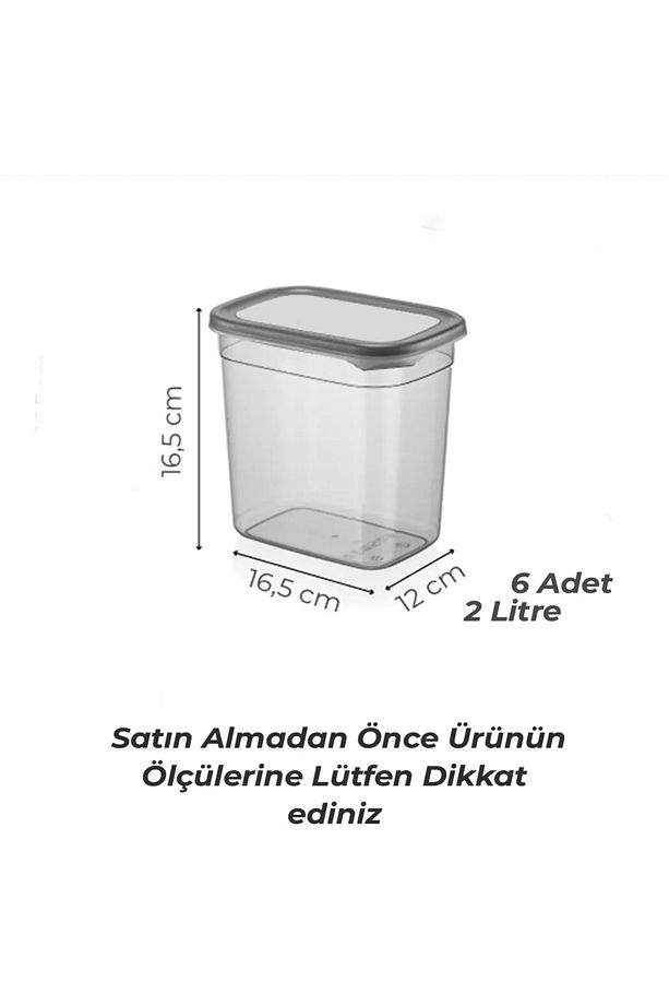 6'lı Etiketli Dikdörtgen Erzak Saklama Kabı Seti 3200ml ve 2000ml Çay Şeker Saklama Kabı - 3