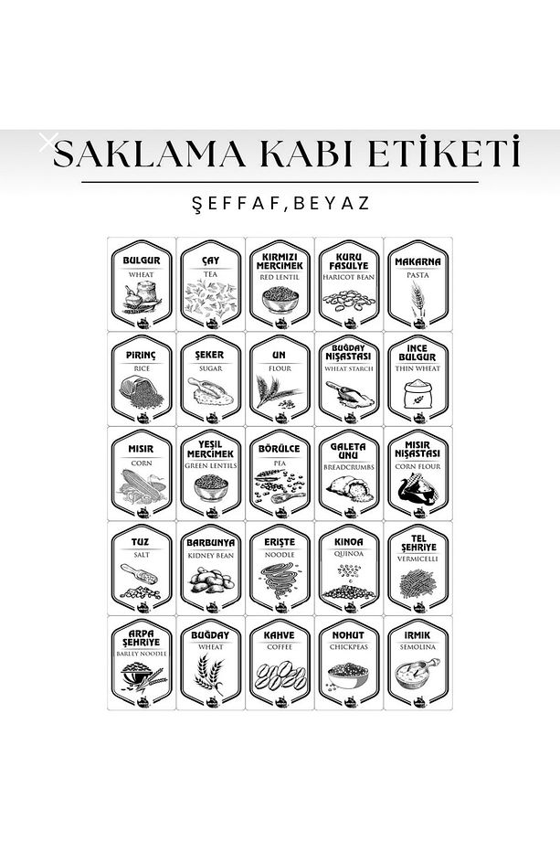 6'lı Etiketli Dikdörtgen Erzak Saklama Kabı Seti 3200ml ve 2000ml Çay Şeker Saklama Kabı - 4