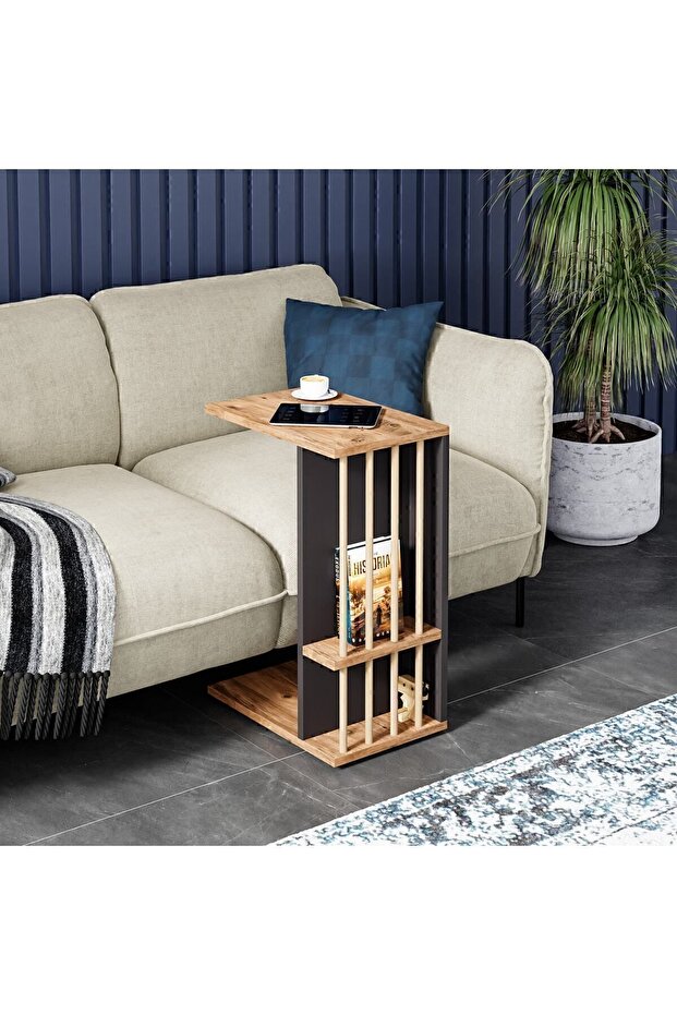 Magazine Side Table - Atlantic Pine Pattern / Gray - 1