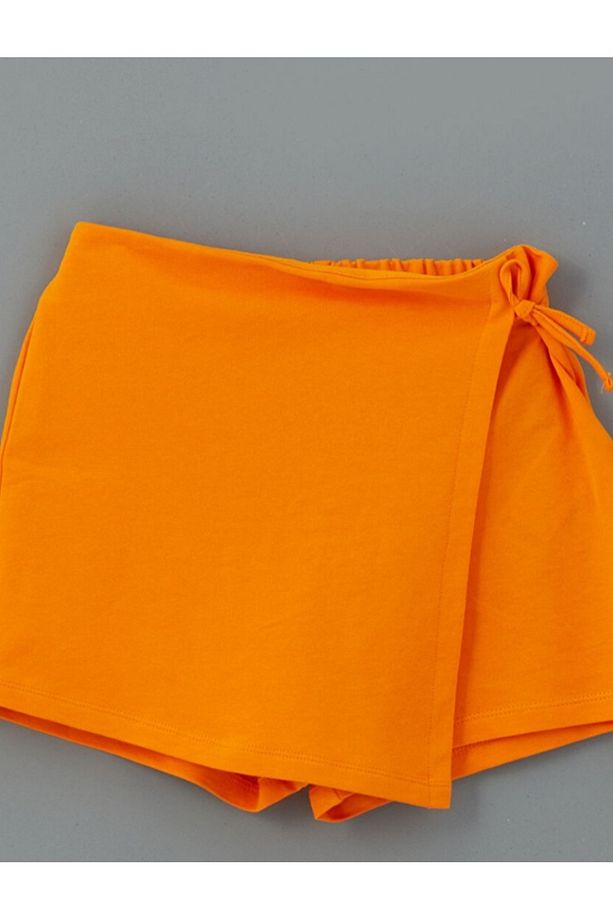 LCW Kids Ekru Bisiklet Yaka Kız Çocuk Tişört ve Şort Etek - 3