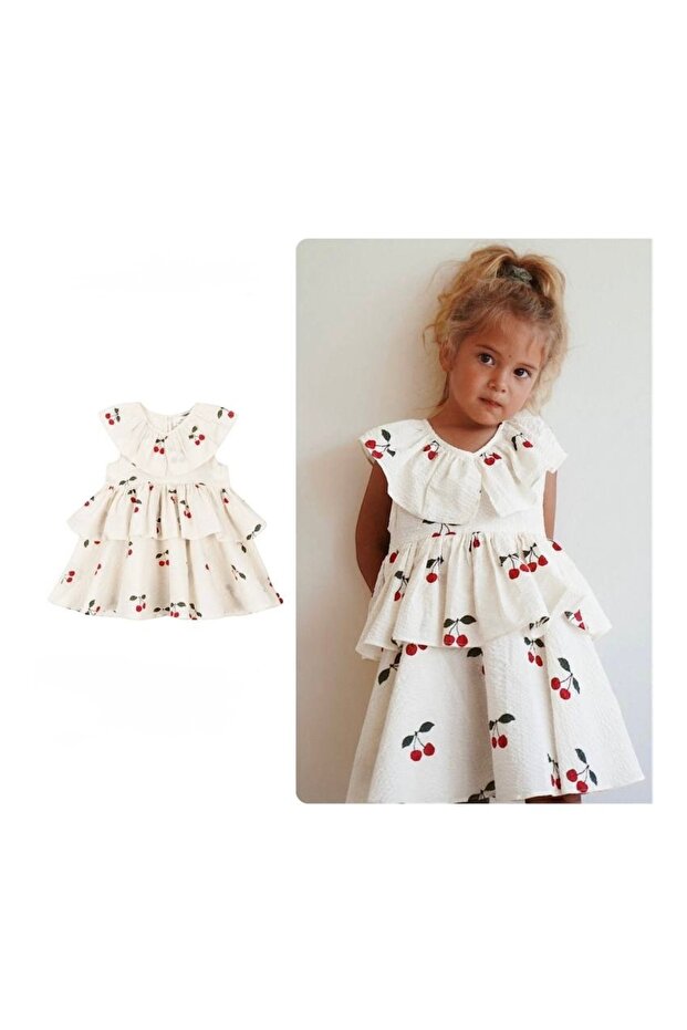 فستان كشكش منقوشة الكرز - 2