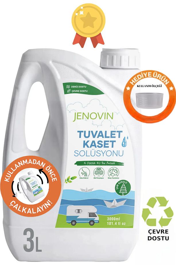Ölçek Hediyeli - Çam Aromalı Karavan Ve Tekne Kasetli Ve Portatif Tuvalet Wc Atık Kimyasalı 3l - 1