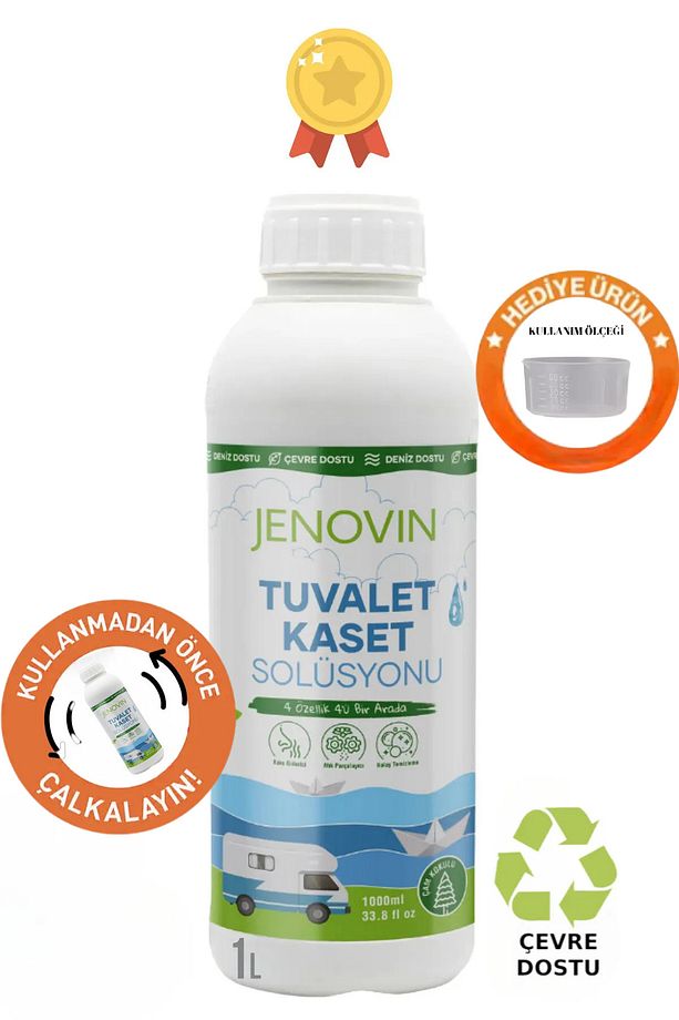 Ölçek Hediyeli - Çam Aromalı Karavan Ve Tekne Kasetli Ve Portatif Tuvalet Wc Atık Kimyasalı 1 L - 1