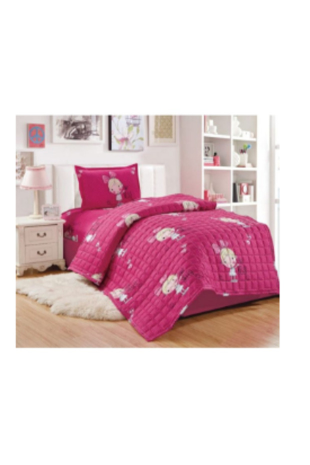 3-Piece Microfiber Single Size Pink Compressed Quilt Set 200x150cm