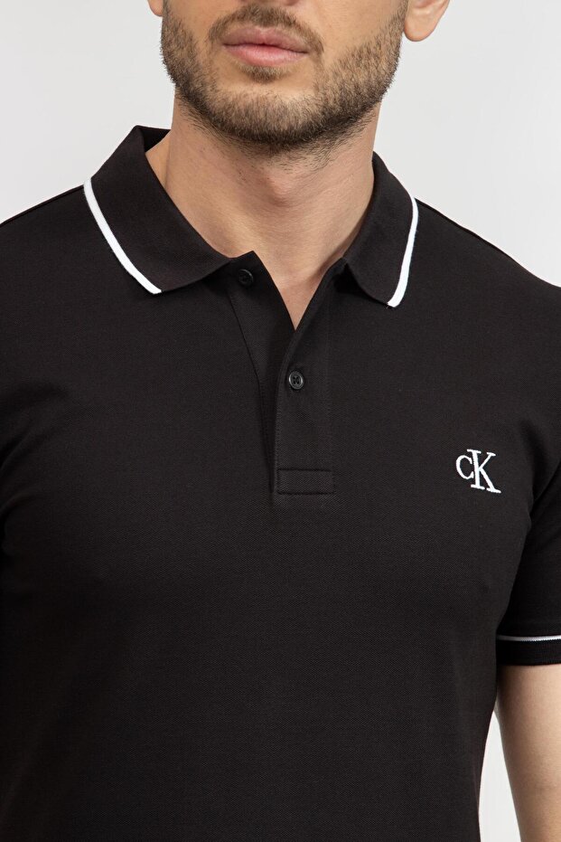 Erkek Siyah Kısa Kollu Polo Tişört - 7