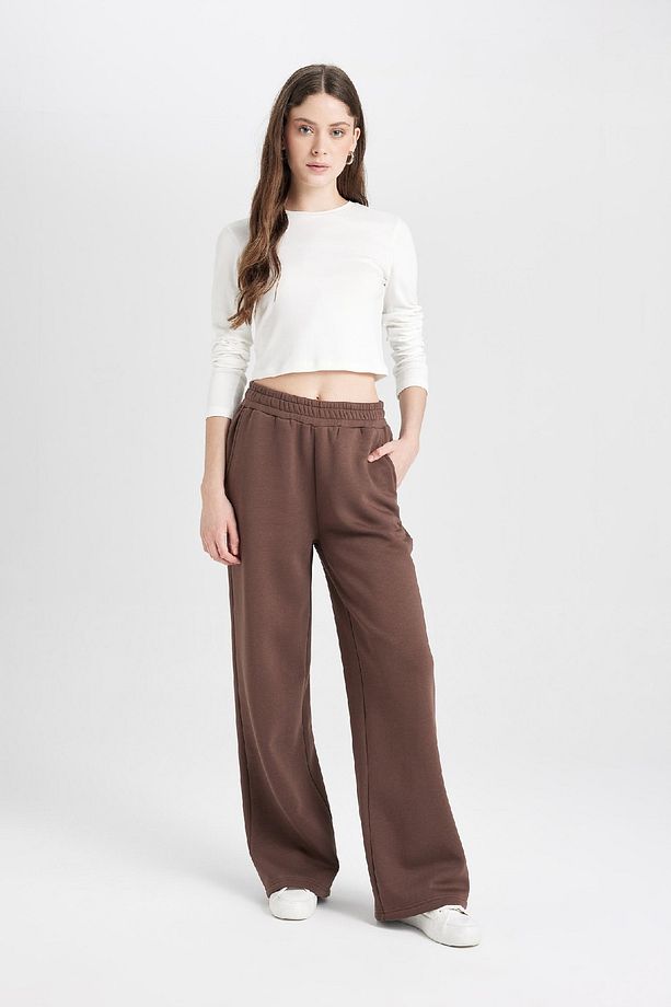 Coool Wide Leg Geniş Bol Paça Eşofman Altı Beli Lastikli Bağcıklı Cepli Basic Düz B3345ax24wn - 3
