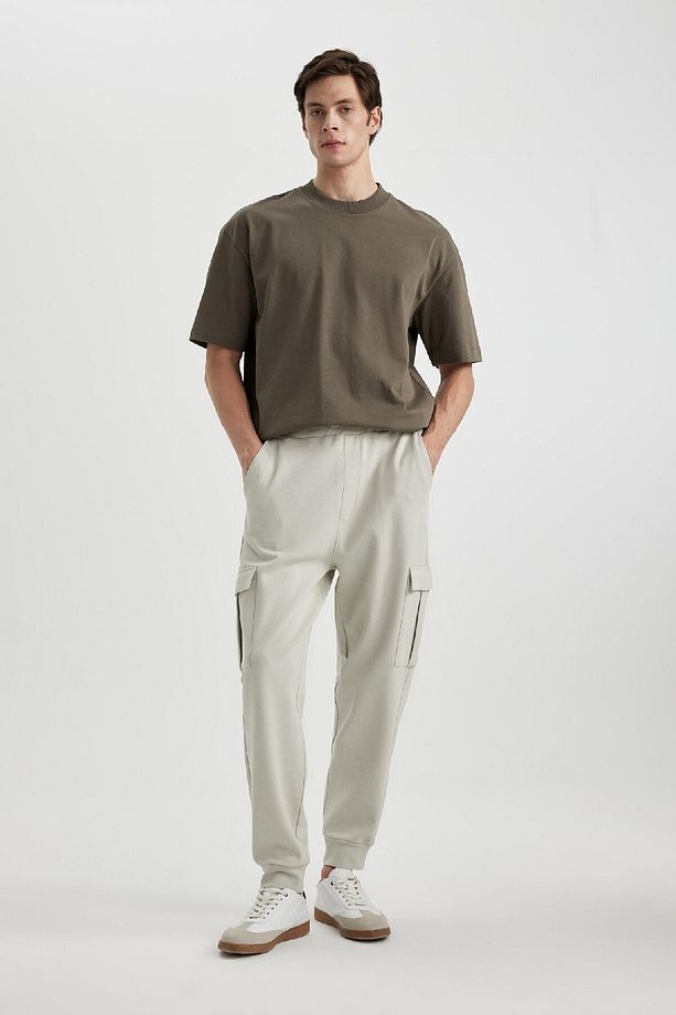 Oversize Geniş Kalıp Jogger Eşofman Altı Pike Kargo Cepli Beli Bağcıklı Lastikli Paça C4043ax24sp - 2