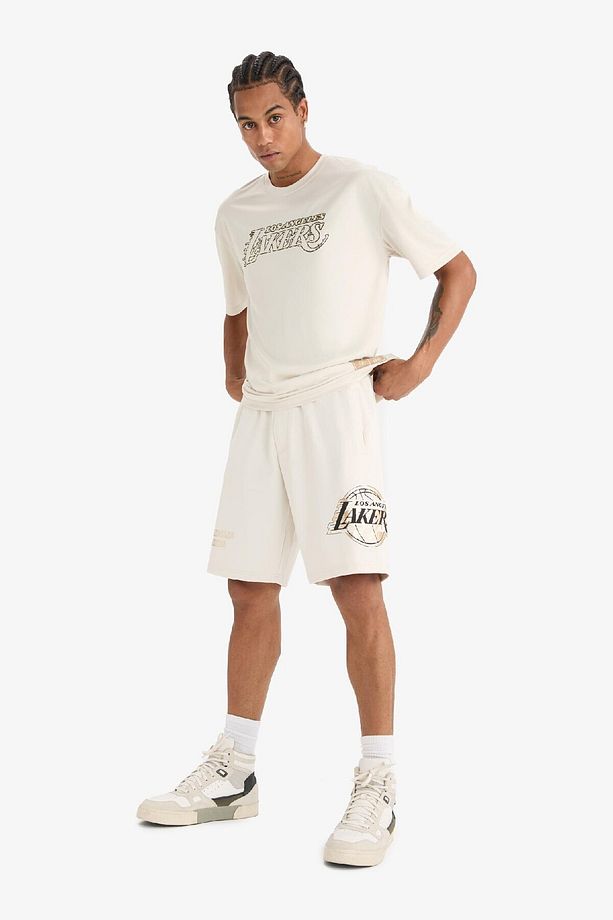 DeFactoFit NBA Los Angeles Lakers Standart Fit Kısa Paça Şort E0368AX25SP - 7