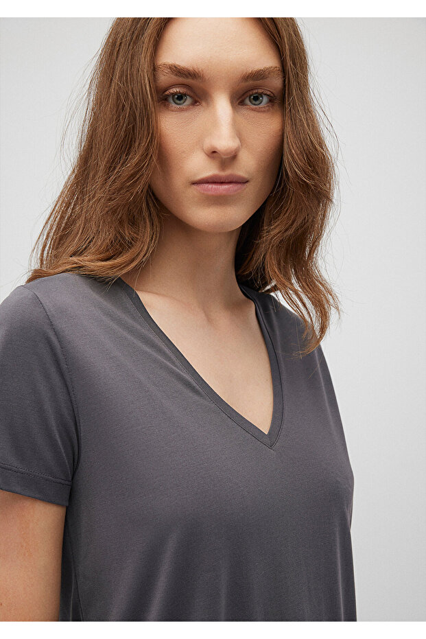 Antrasit Tencel Tm Modal Basic Tişört Regular Fit / Normal Kesim 1612692-80106 - 5