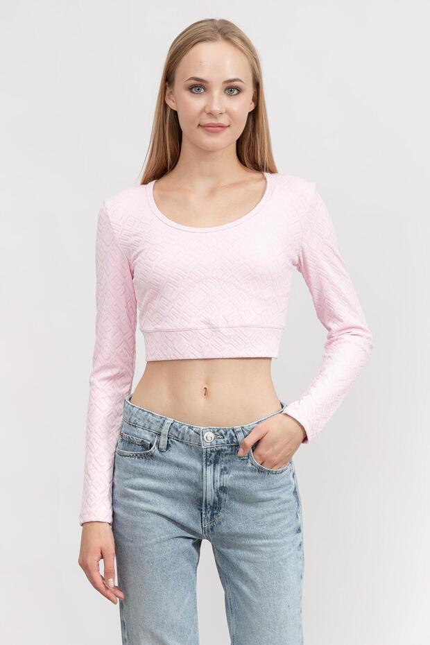 Dana Ls Crop Top Women's Crew Neck T-Shirt Multi-Color