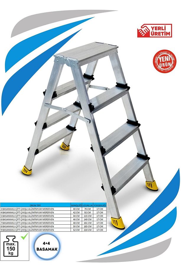 SÖZBİR 4+4 GOLD ALÜMİNYUM ÇİFT ÇIKIŞLI MERDİVEN - 1