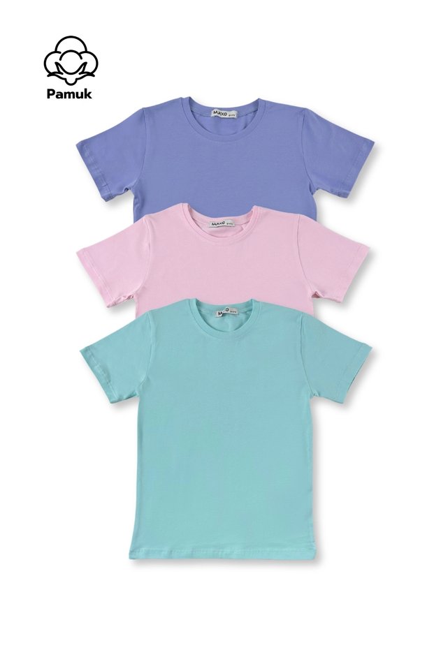 Children's T-Shirt - Girls' and Boys' Set of 3 Basic Design Plain Short Sleeve Top T-Shirt