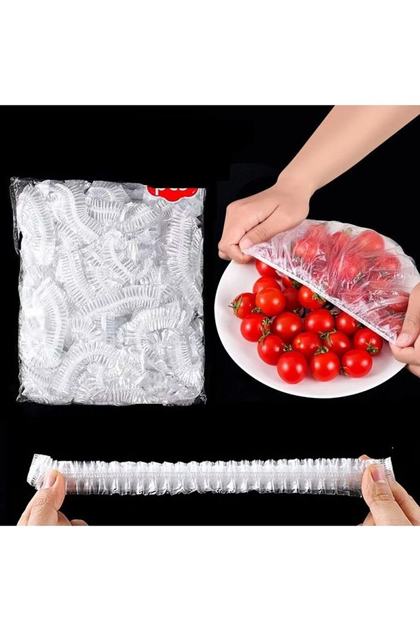 200 Adet Lastikli Tazeliği Koruyan Tencere ve Tabak Bonesi Esnek Strech Kapak - 2