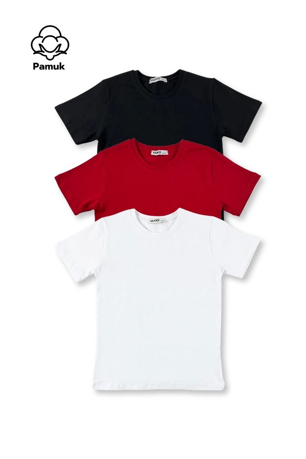 Children's T-Shirt - Girls' and Boys' Set of 3 Basic Design Plain Short Sleeve Top T-Shirt