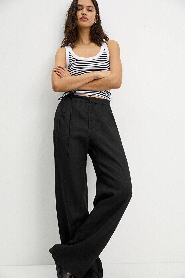 %100 keten pantolon - 1