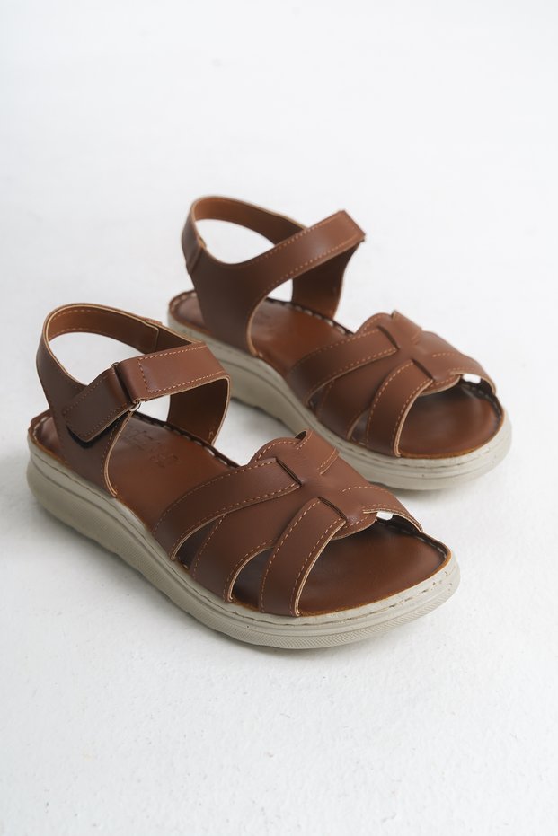 Nadia Marlowe Brown Daily Anatomical Orthopedic Vegan Leather Comfortable Sole Women's Slippers Sandals
