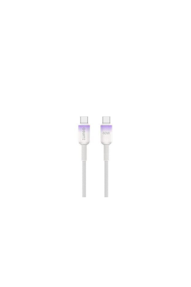 كابل شفاف متدرج من مادة PVC (USB-C) إلى (USB-C) - 60 واط - 1.2 متر - بنفسجي - DC23A