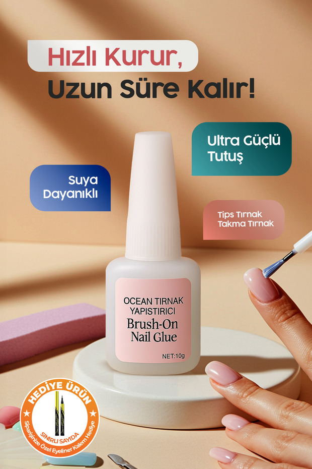 10 gr Fırçalı Tırnak Yapıştırıcısı Tips Yapıştırıcı - 1