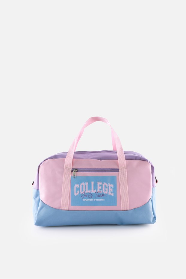 Girls' College Printed Sports Bag, Sports Bag with Pockets, Children's Sports Bag with Zipper Detail,