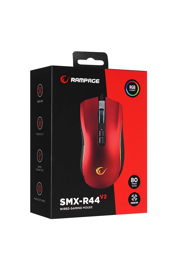 Smx-r44 V2 Makrolu Kırmızı 12800 Dpı Rgb Usb Drag Click Örgü Kablo Pro Gaming Oyuncu Mouse - 8