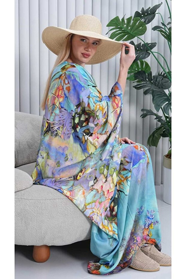 Women's Patterned Maxi Large Size Turtle Dress
