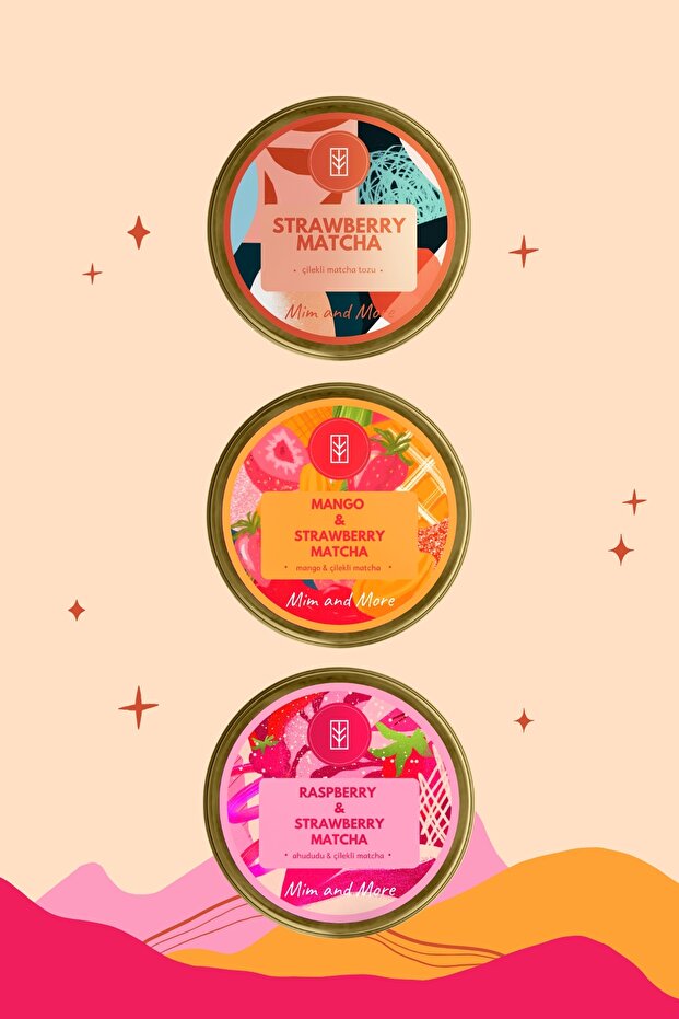 Exotic Matcha 3'lü Set - Strawberry Matcha, Mango&Strawberry Matcha, Raspberry&Strawberry Matcha - 1