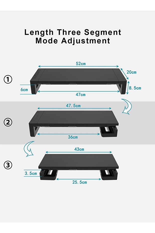 حامل شاشة مع درج تخزين وحامل هاتف لوحي وجهاز كمبيوتر قابل للطي - 4