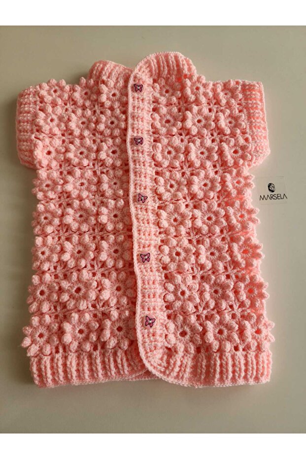 Marsela Hand Knitted Floral Baby Vest
