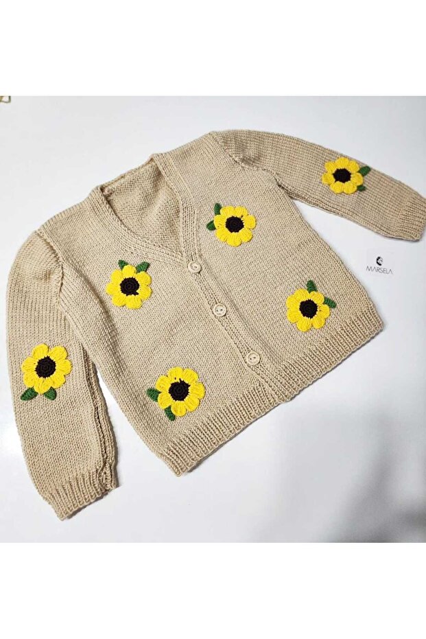 Marsela Hand Knitted Sunflower Baby Cardigan