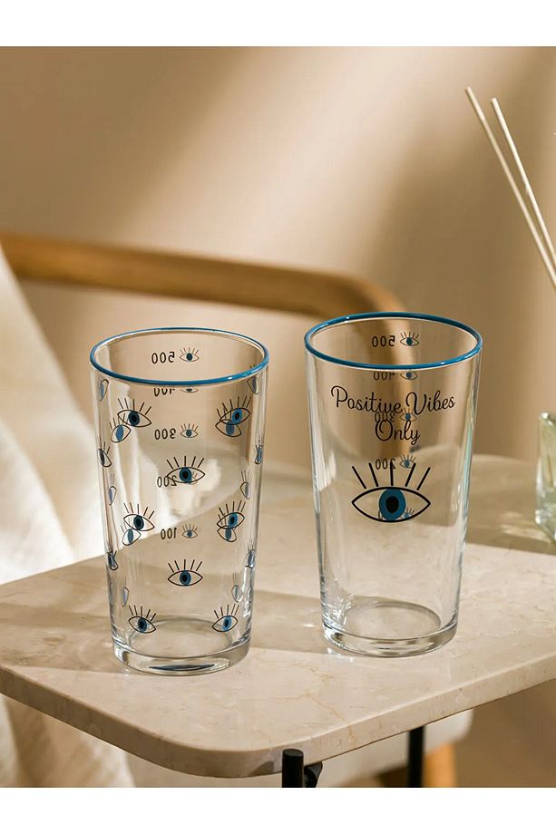 LCW HOME Mavi Göz Baskılı Su Bardağı 2'li 570 Ml - 3