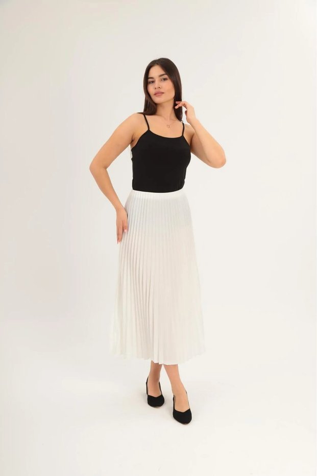 Women's Hijab Long Pleated Skirt Leather Look Stylish Women's Dress Skirt